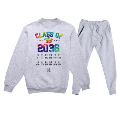 Class of 2036 Grow With Me With Space For Checkmarks Premium Crewneck Sweatsuit Set