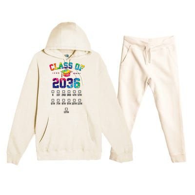 Class of 2036 Grow With Me With Space For Checkmarks Premium Hooded Sweatsuit Set