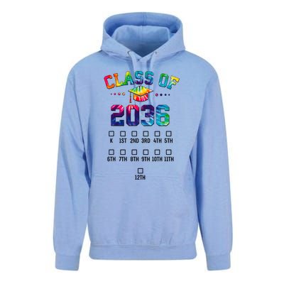 Class of 2036 Grow With Me With Space For Checkmarks Unisex Surf Hoodie