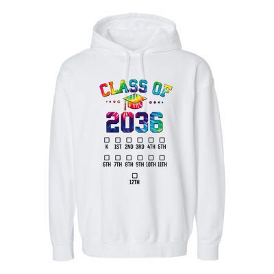 Class of 2036 Grow With Me With Space For Checkmarks Garment-Dyed Fleece Hoodie