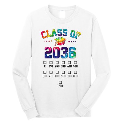 Class of 2036 Grow With Me With Space For Checkmarks Long Sleeve Shirt