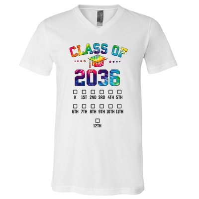 Class of 2036 Grow With Me With Space For Checkmarks V-Neck T-Shirt