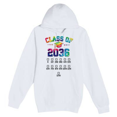 Class of 2036 Grow With Me With Space For Checkmarks Premium Pullover Hoodie