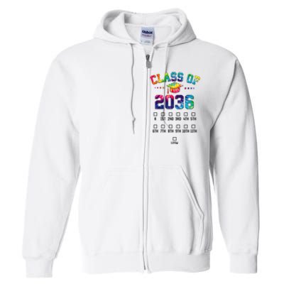 Class of 2036 Grow With Me With Space For Checkmarks Full Zip Hoodie