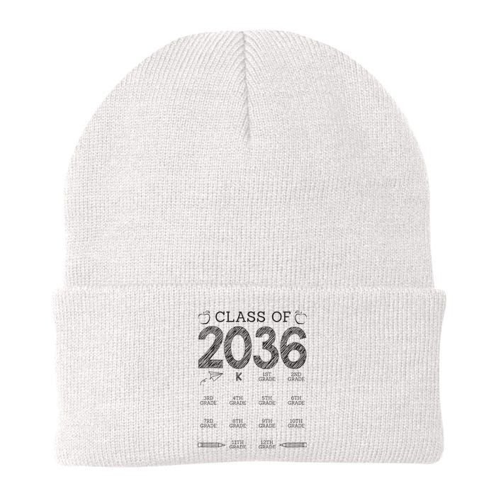 Class of 2036 Grow With Me With Space For Checkmarks Knit Cap Winter Beanie