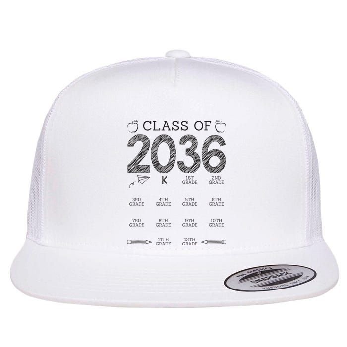 Class of 2036 Grow With Me With Space For Checkmarks Flat Bill Trucker Hat