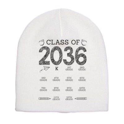 Class of 2036 Grow With Me With Space For Checkmarks Short Acrylic Beanie