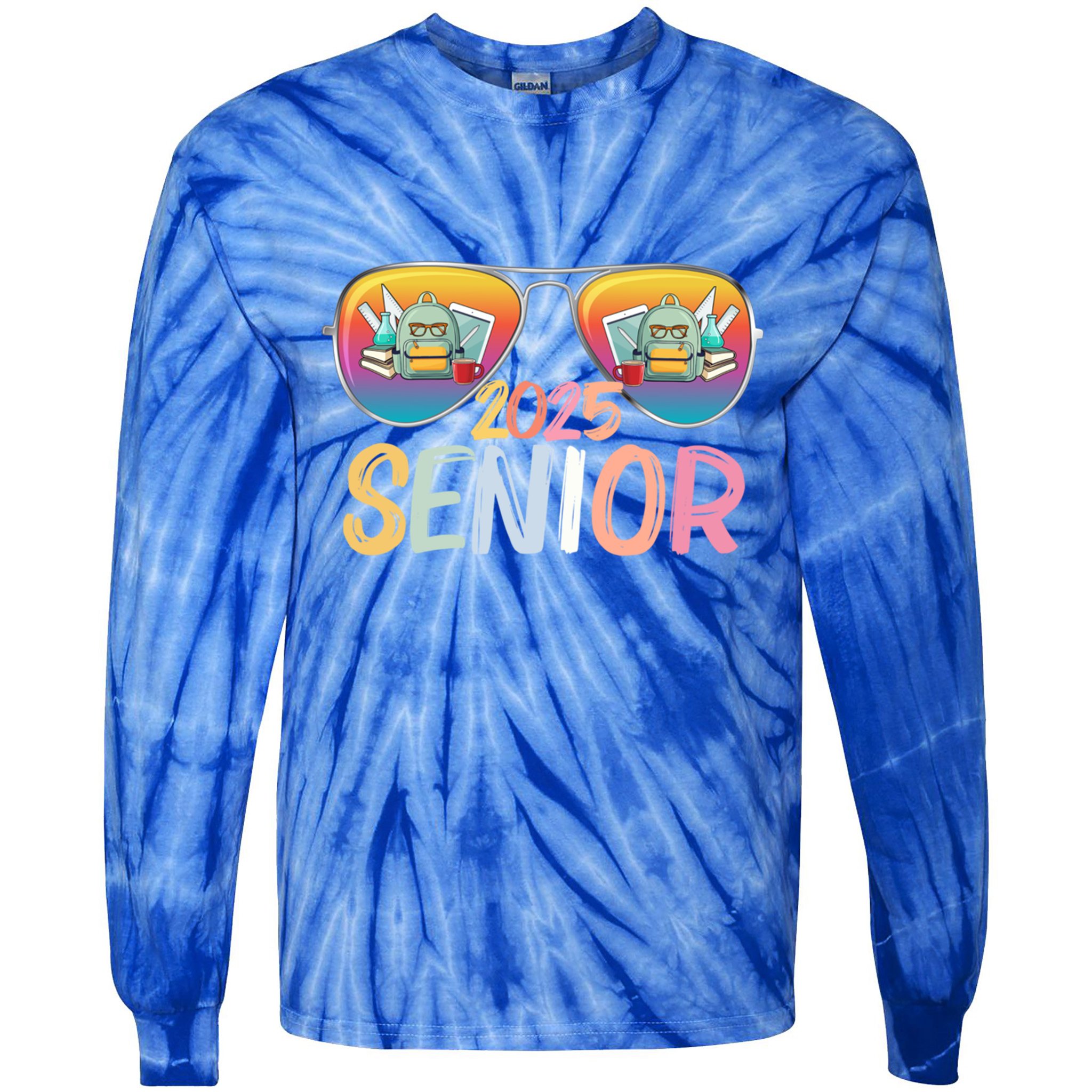 Class Of 2025 Sunglasses Senior 2025 Graduation Party Great Gift Tie-Dye Long Sleeve Shirt