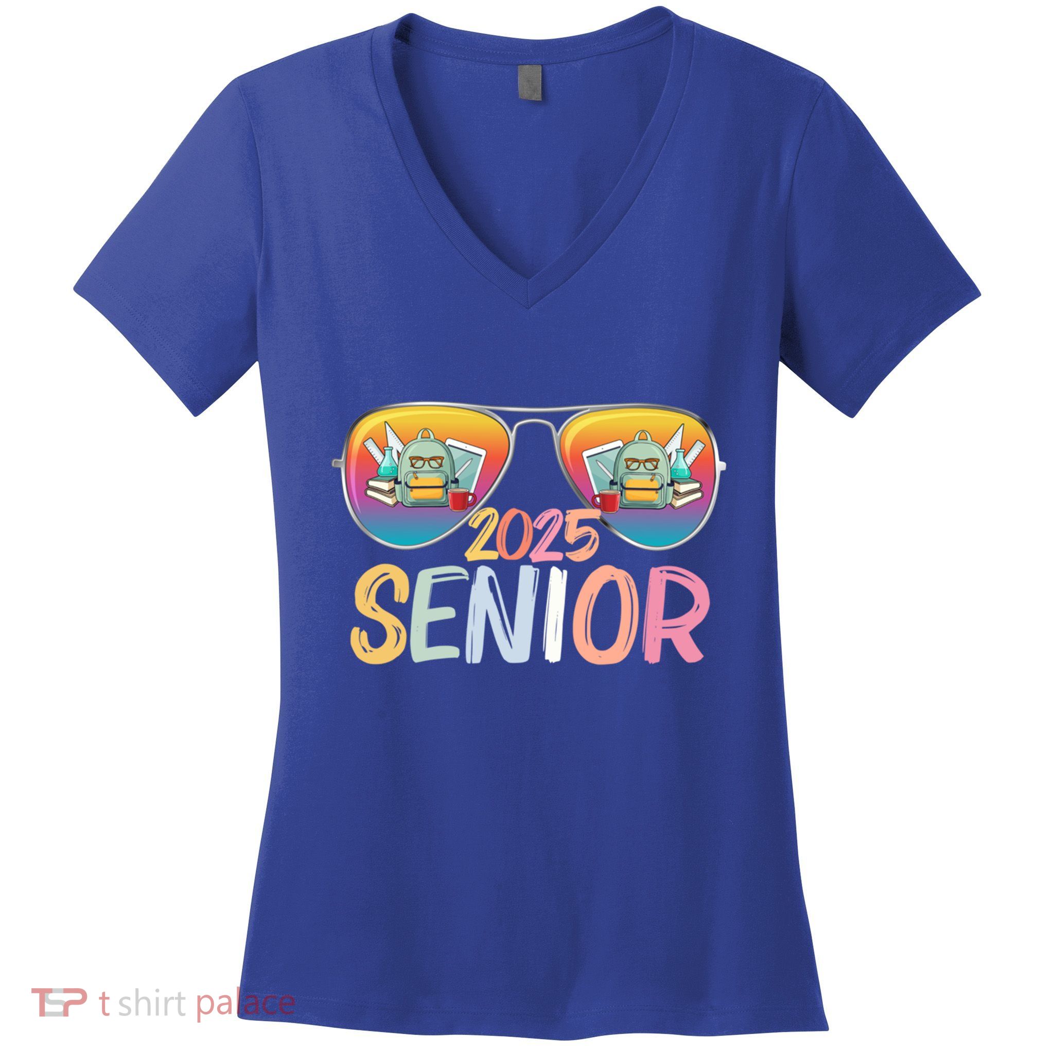 Class Of 2025 Sunglasses Senior 2025 Graduation Party Great Gift Women's V-Neck T-Shirt