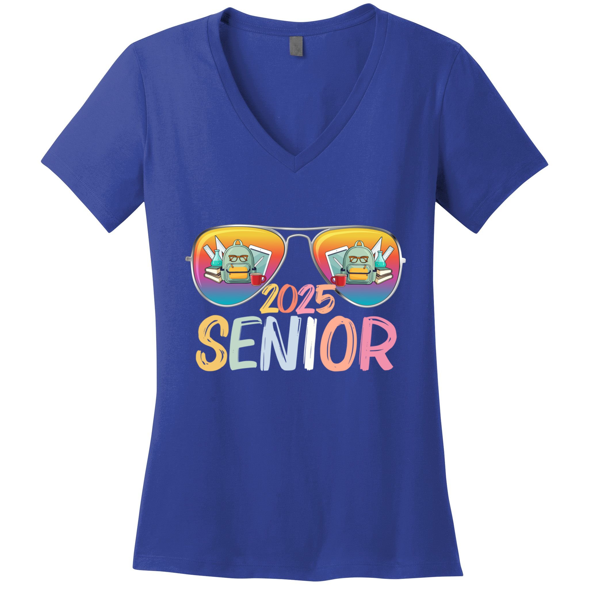 Class Of 2025 Sunglasses Senior 2025 Graduation Party Great Gift Women's V-Neck T-Shirt