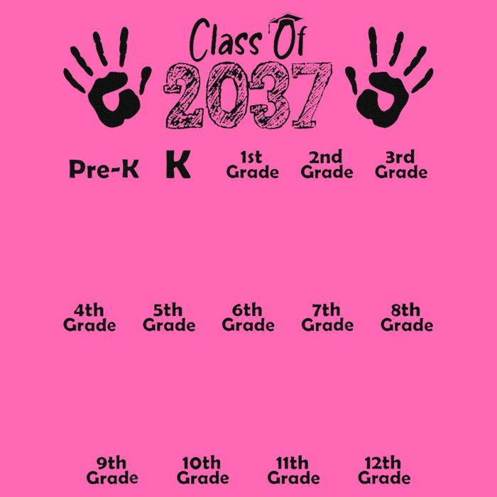 Class Of 2037 Grow With Me Prek To 12th Grade Stripe Pom Pom Beanie