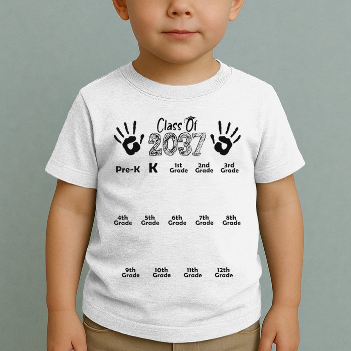Class Of 2037 Grow With Me Prek To 12th Grade Toddler T-Shirt