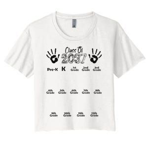 Class Of 2037 Grow With Me Prek To 12th Grade Women's Crop Top Tee