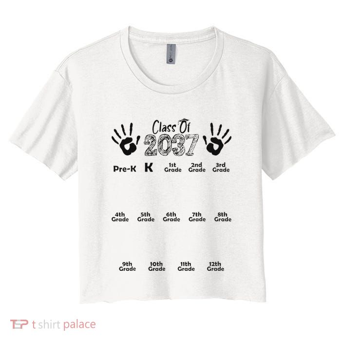 Class Of 2037 Grow With Me Prek To 12th Grade Crop Top