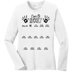 Class Of 2037 Grow With Me Prek To 12th Grade Ladies Long Sleeve Shirt