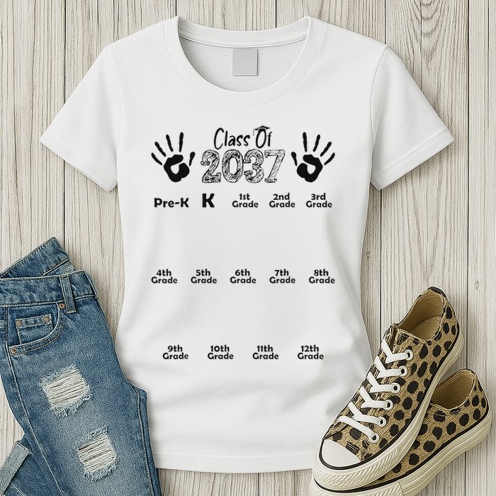 Class Of 2037 Grow With Me Prek To 12th Grade Womens T-Shirt