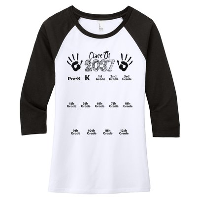 Class Of 2037 Grow With Me Prek To 12th Grade Women's Tri-Blend 3/4-Sleeve Raglan Shirt