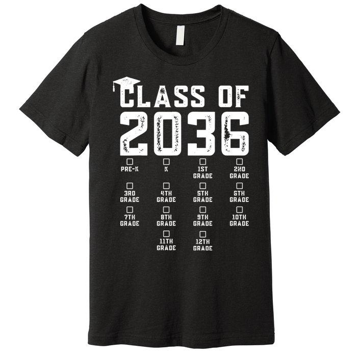 Class Of 2036 Grow With Me With Space For Checkmarks Premium T-Shirt