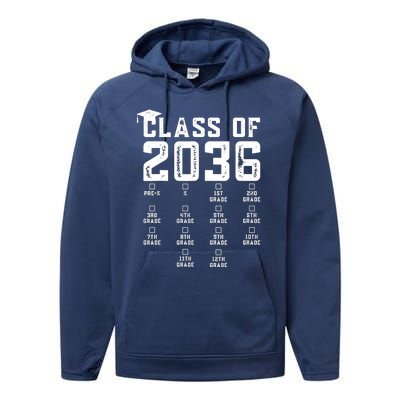 Class Of 2036 Grow With Me With Space For Checkmarks Performance Fleece Hoodie