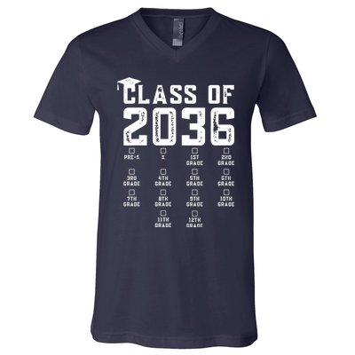 Class Of 2036 Grow With Me With Space For Checkmarks V-Neck T-Shirt