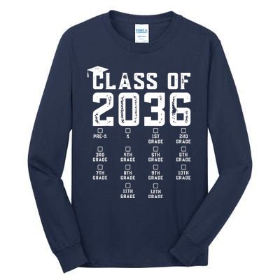 Class Of 2036 Grow With Me With Space For Checkmarks Tall Long Sleeve T-Shirt