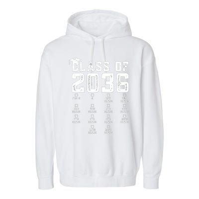 Class Of 2036 Grow With Me With Space For Checkmarks Garment-Dyed Fleece Hoodie