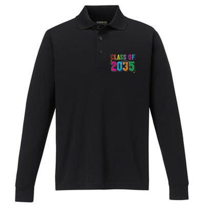 CLASS OF 2035 Grow With Me Funny First Day Of School Performance Long Sleeve Polo