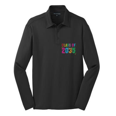 CLASS OF 2035 Grow With Me Funny First Day Of School Silk Touch Performance Long Sleeve Polo