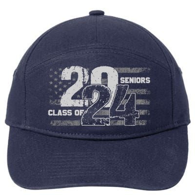 Class Of 2024 Distressed American Flag Seniors Cool Gift 7-Panel Snapback Hat