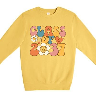 Class Of 2037 Hippie Peace Grow Me Kindergarten To Graduate Premium Crewneck Sweatshirt