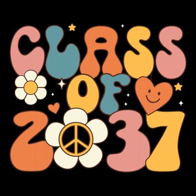 Class Of 2037 Hippie Peace Grow Me Kindergarten To Graduate T-Shirt