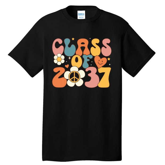 Class Of 2037 Hippie Peace Grow Me Kindergarten To Graduate Tall T-Shirt