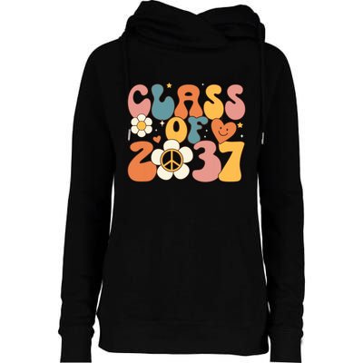 Class Of 2037 Hippie Peace Grow Me Kindergarten To Graduate Womens Funnel Neck Pullover Hood