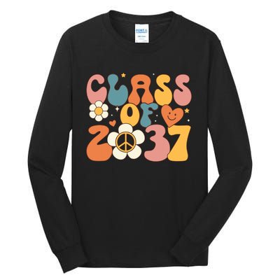 Class Of 2037 Hippie Peace Grow Me Kindergarten To Graduate Tall Long Sleeve T-Shirt