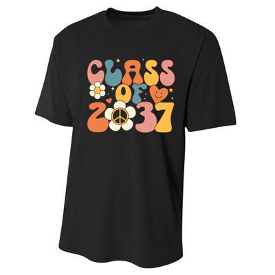 Class Of 2037 Hippie Peace Grow Me Kindergarten To Graduate Performance Sprint T-Shirt