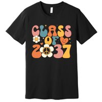 Class Of 2037 Hippie Peace Grow Me Kindergarten To Graduate Premium T-Shirt