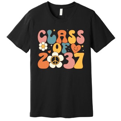 Class Of 2037 Hippie Peace Grow Me Kindergarten To Graduate Premium T-Shirt