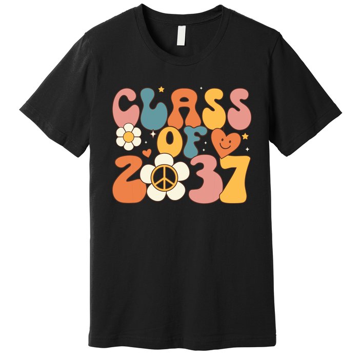 Class Of 2037 Hippie Peace Grow Me Kindergarten To Graduate Premium T-Shirt