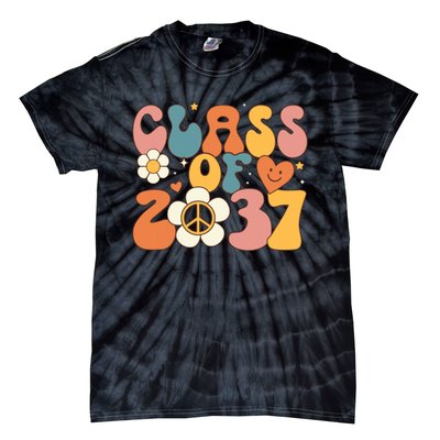 Class Of 2037 Hippie Peace Grow Me Kindergarten To Graduate Tie-Dye T-Shirt