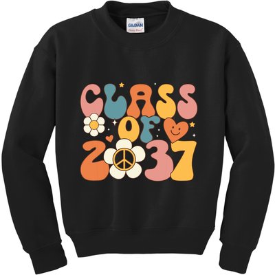 Class Of 2037 Hippie Peace Grow Me Kindergarten To Graduate Kids Sweatshirt
