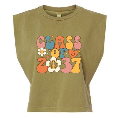 Class Of 2037 Hippie Peace Grow Me Kindergarten To Graduate Garment-Dyed Women's Muscle Tee