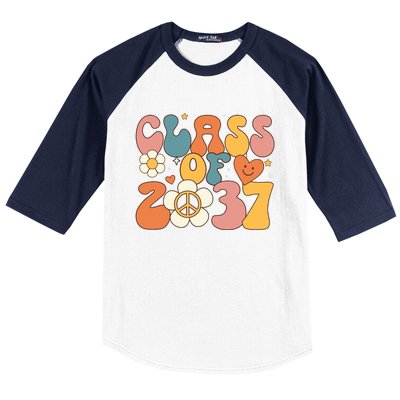 Class Of 2037 Hippie Peace Grow Me Kindergarten To Graduate Baseball Sleeve Shirt