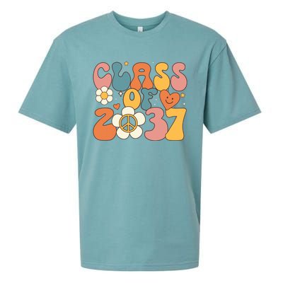 Class Of 2037 Hippie Peace Grow Me Kindergarten To Graduate Sueded Cloud Jersey T-Shirt