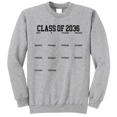 Class Of 2036 Grow With Me Handprint Graduation Tall Sweatshirt