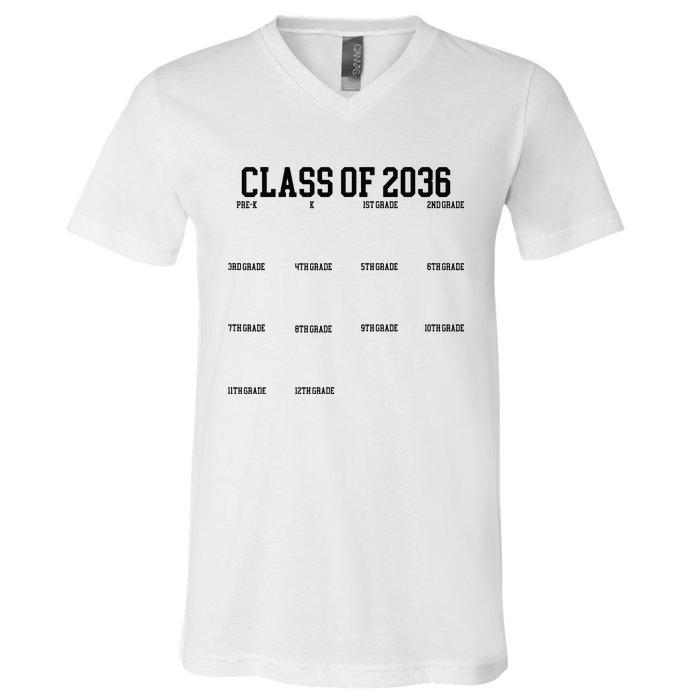 Class Of 2036 Grow With Me Handprint Graduation V-Neck T-Shirt