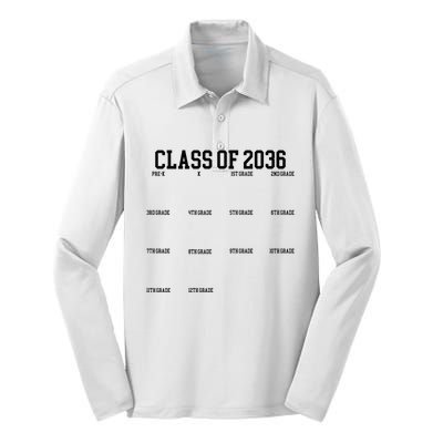 Class Of 2036 Grow With Me Handprint Graduation Silk Touch Performance Long Sleeve Polo