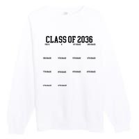 Class Of 2036 Grow With Me Handprint Graduation Premium Crewneck Sweatshirt