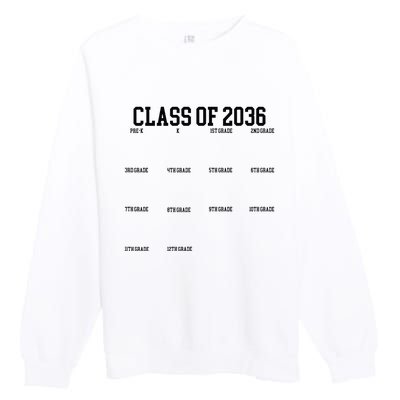 Class Of 2036 Grow With Me Handprint Graduation Premium Crewneck Sweatshirt