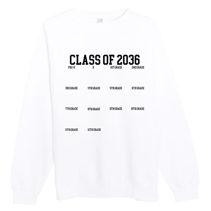 Class Of 2036 Grow With Me Handprint Graduation Premium Crewneck Sweatshirt