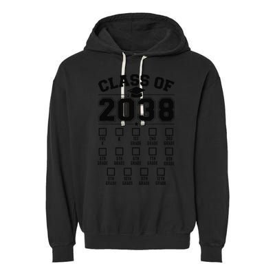 Class Of 2038 Grow With Me Checklist Prek To 12th Grade Gift Garment-Dyed Fleece Hoodie